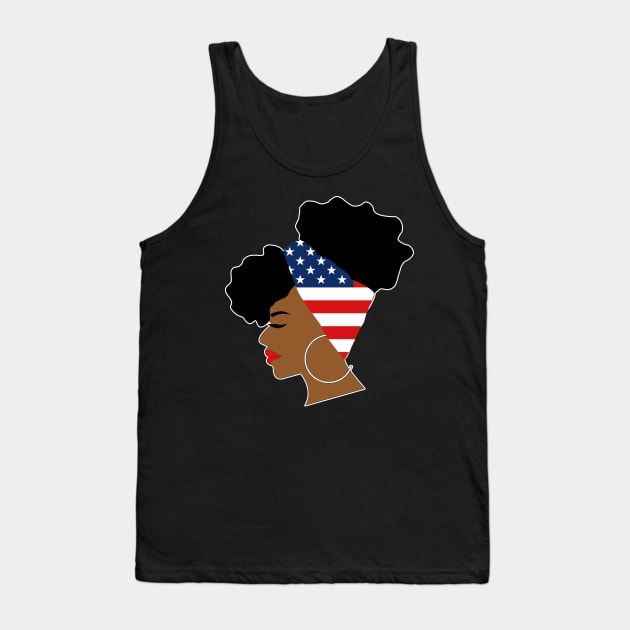 American Flag Afro Scarf Natural Hair Puff Tank Top by blackartmattersshop